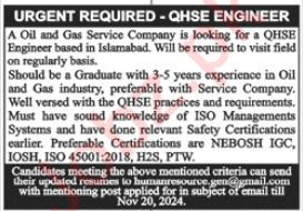 Jobs In Oil & Gas Company Islamabad 2024