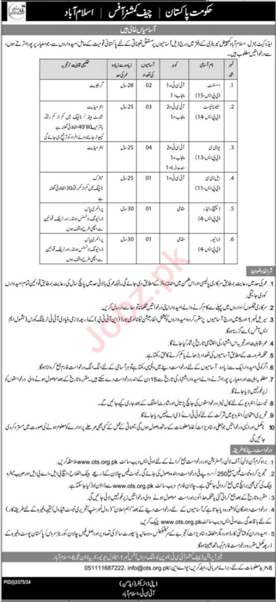 Latest Jobs Announcement At Advocate General Islamabad 2024