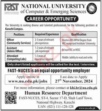 Latest Posts Vacant At National University Of Computer FAST 2024